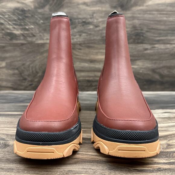 NIB Sorel BREX 8.5M Chelsea Leather Boots Booties Waterproof Grippy Spice Black - Picture 6 of 11